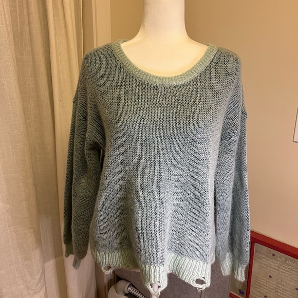 Splendid Distressed Marina Sweater in Seafoam - Picture 2 of 4